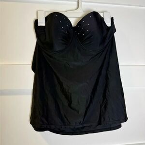 Black Strapless Top with Rhinestone Detail